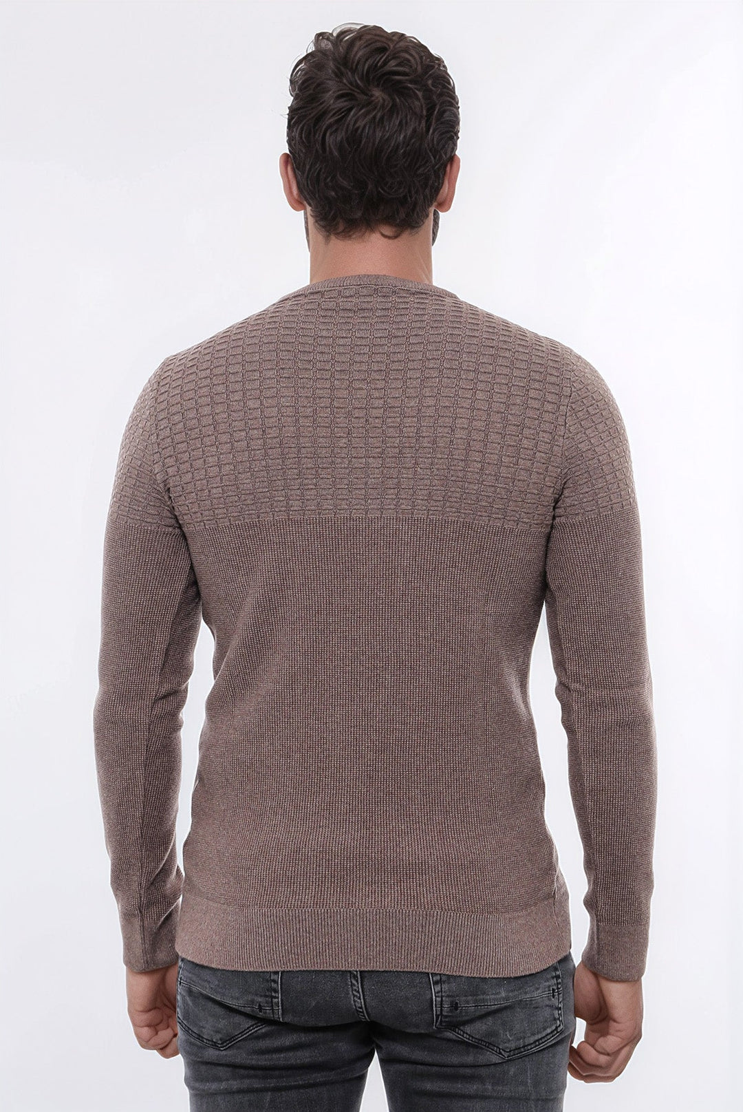 WSS Circle Neck Patterned Mink Men Knitwear  - Neuss