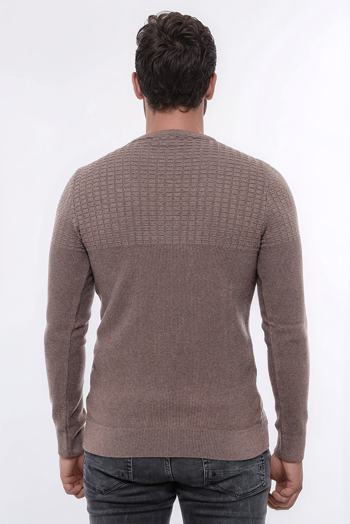 WSS Circle Neck Patterned Mink Men Knitwear  - Neuss