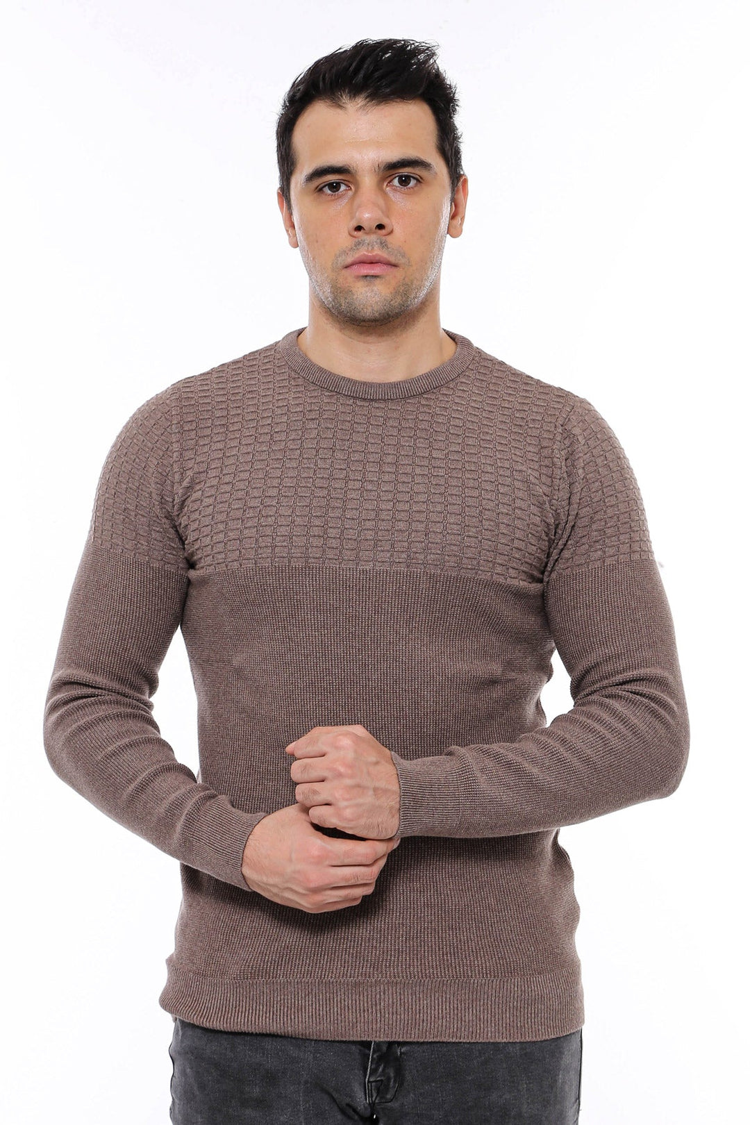 WSS Circle Neck Patterned Mink Men Knitwear  - Châteauroux