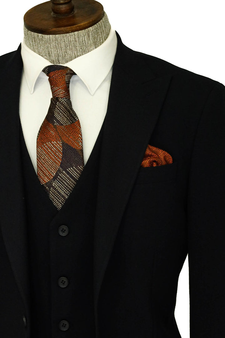 WSS Three Piece Slim Fit Single Button Navy Blue Men Suit - Sartrouville