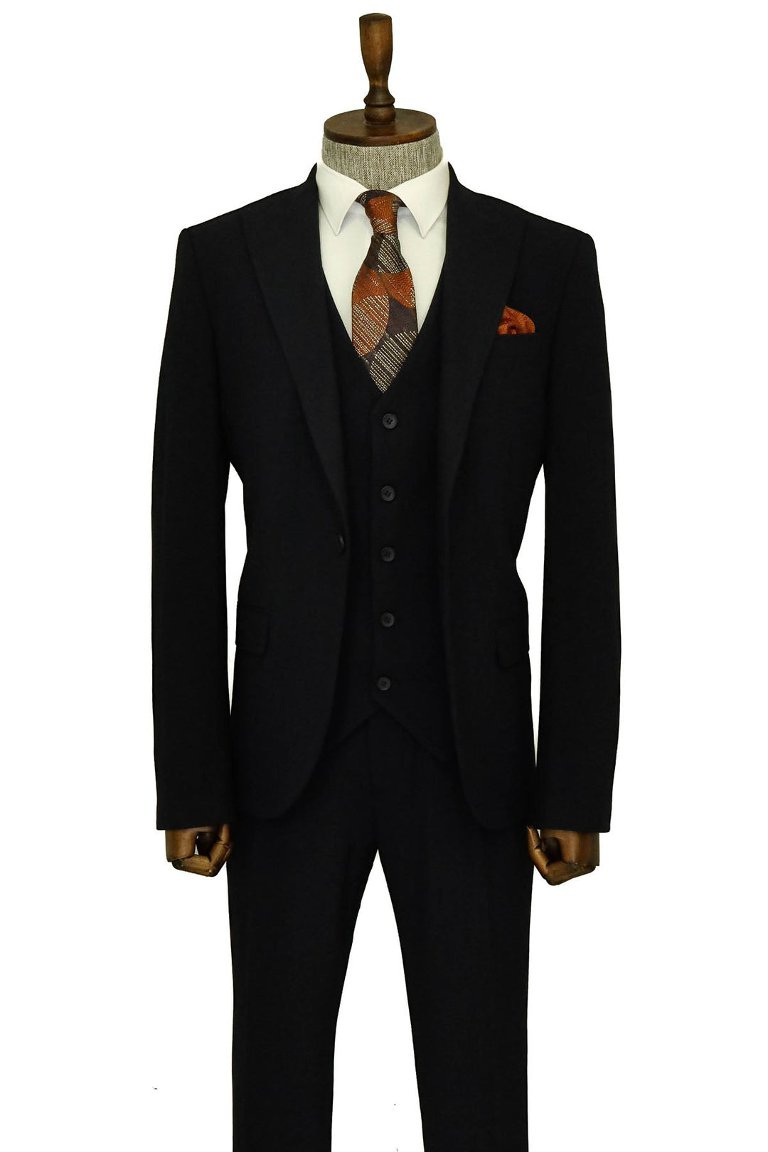 WSS Three Piece Slim Fit Single Button Navy Blue Men Suit - Sartrouville