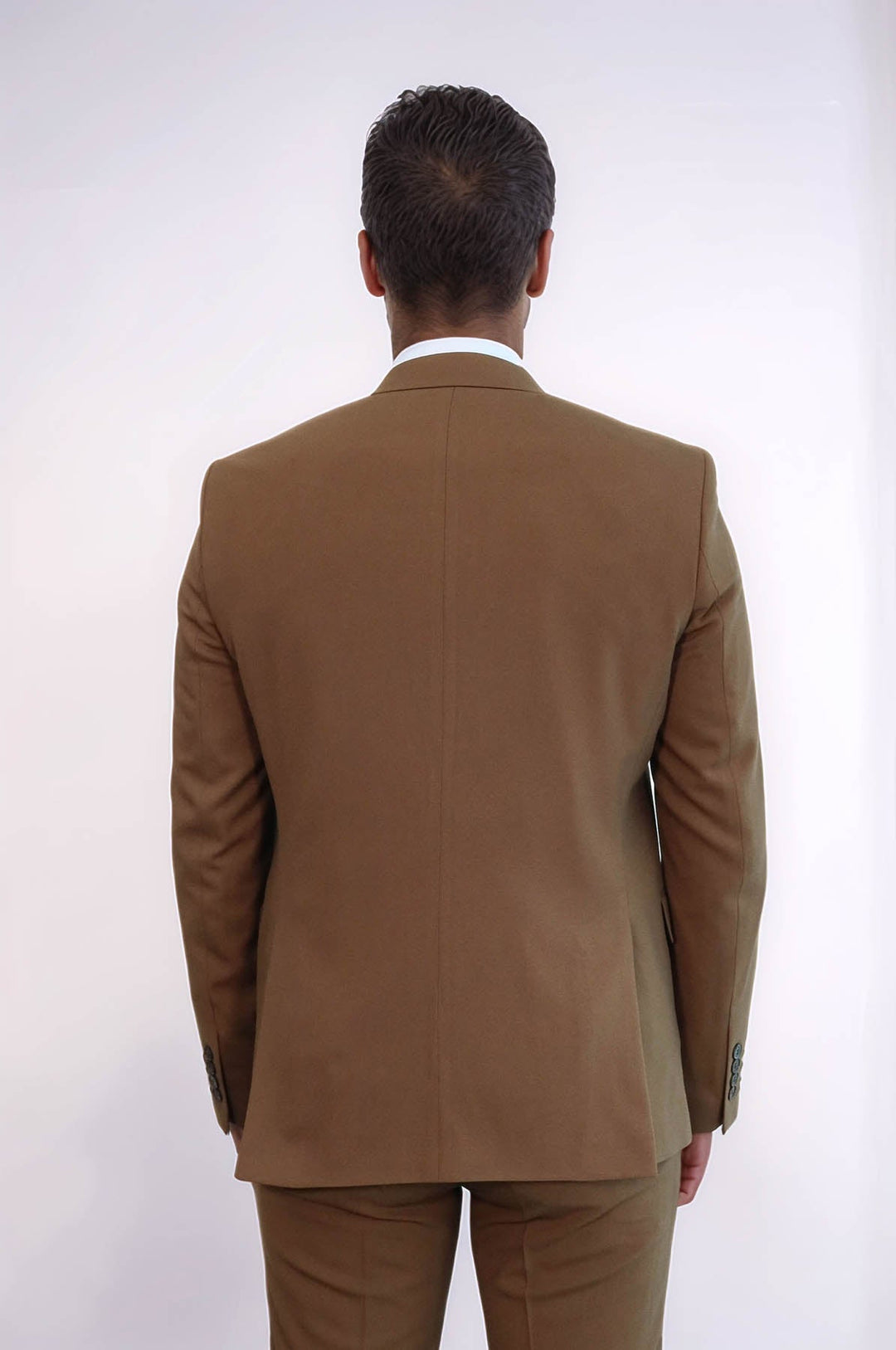 WSS Three Piece Slim Fit Single Button Tan Men Suit - Guelph