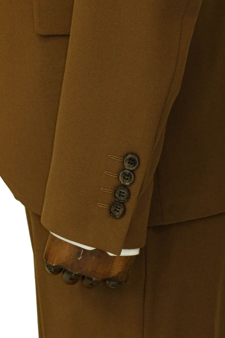 WSS Three Piece Slim Fit Single Button Tan Men Suit - Singen