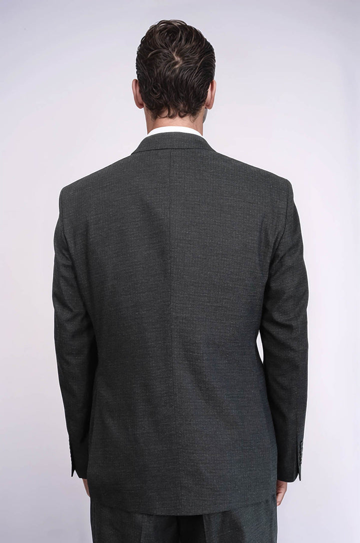 WSS 3 -Piece Single Button Peak Lapel Dark Grey Men Suit  - Friedrichshafen