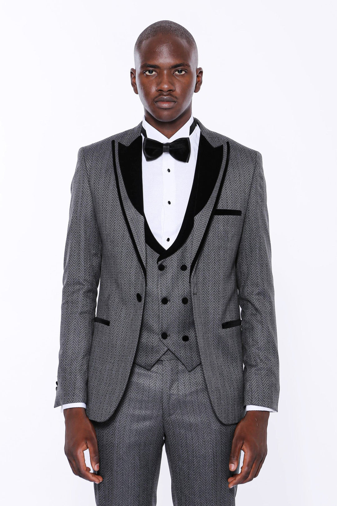 WSS Patterned Velvet Lapel Smoked Men Tuxedo  - Orléans