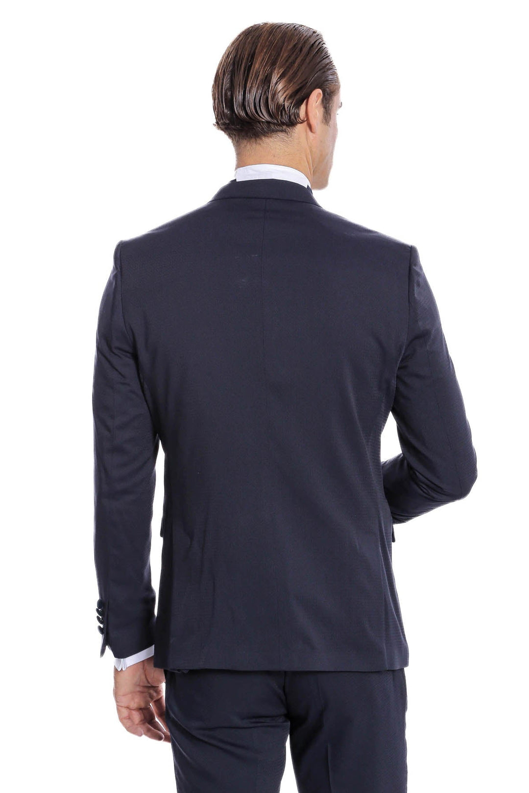 WSS Velvet Lapel Slim Fit Navy Blue Men Tuxedo  - Princeton