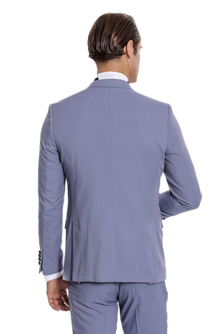 WSS Velvet Lapel Slim Fit Light Blue Men Suit  - Oviedo