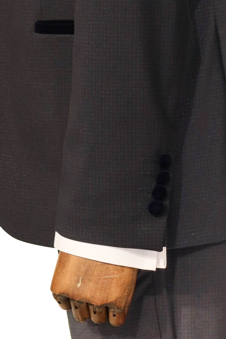 WSS Patterned Velvet Lapel Navy Blue Men Tuxedo  - Leiria