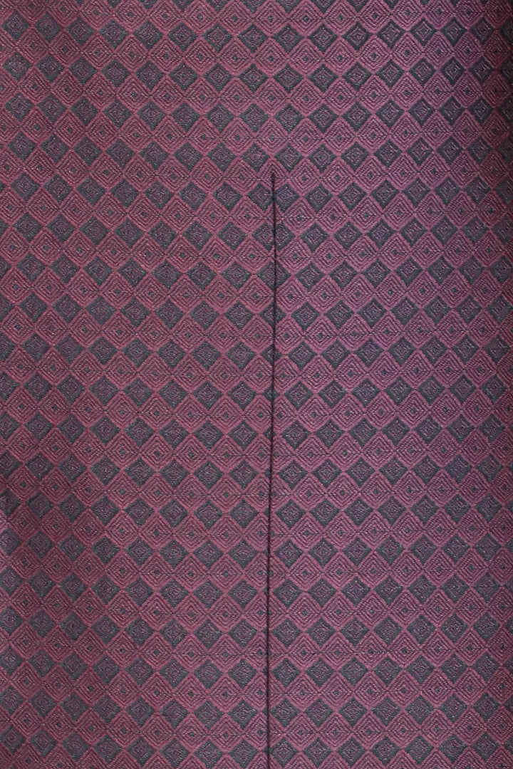 WSS Patterned Burgundy Velvet Lapel Groom Suit  - Yecapixtla