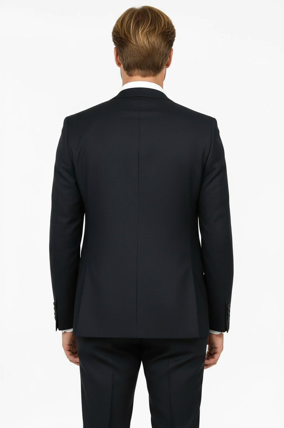 WSS Slim Fit Patterned Navy Blue Men Suit  - Cape Coral