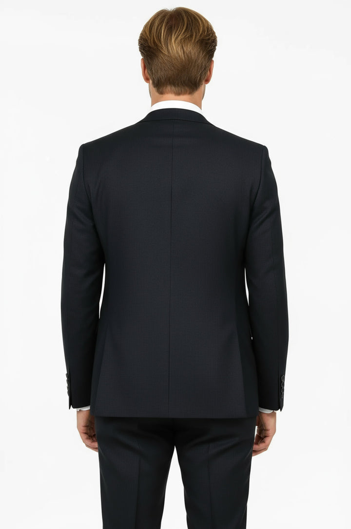 WSS Slim Fit Patterned Navy Blue Men Suit  - Cape Coral