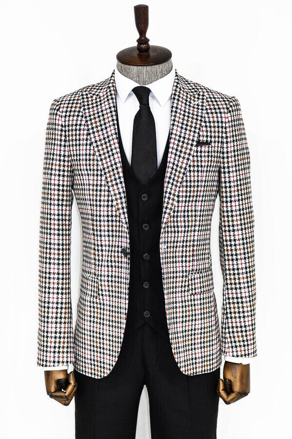 WSS Plaid Black Men Suit  - Edinburg