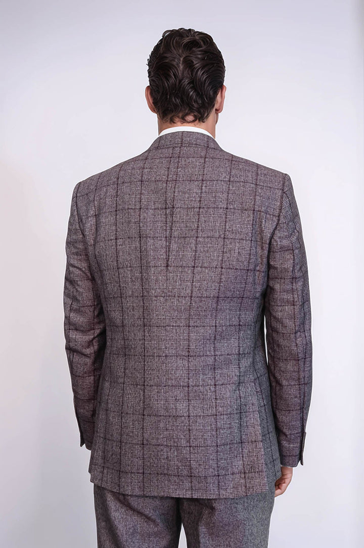 WSS Slim Fit Checked Burgundy Men Suit  - Woodlawn