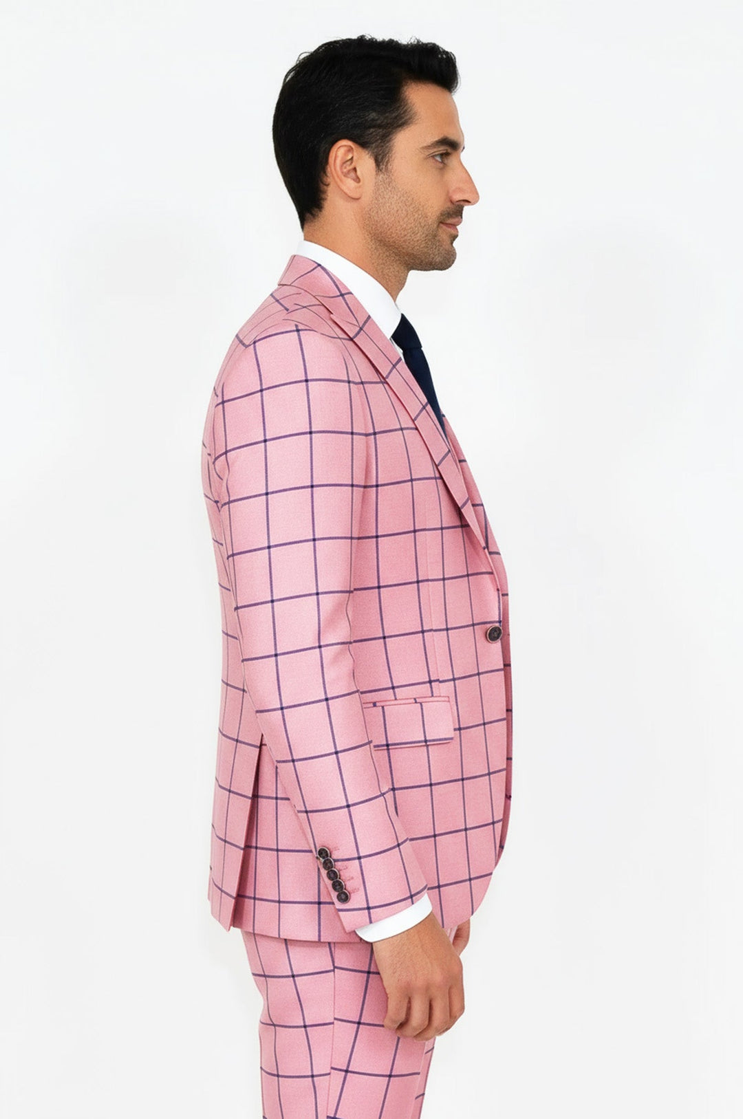 WSS Slim Fit Patterned Pink Men Combination Suit  - Albany