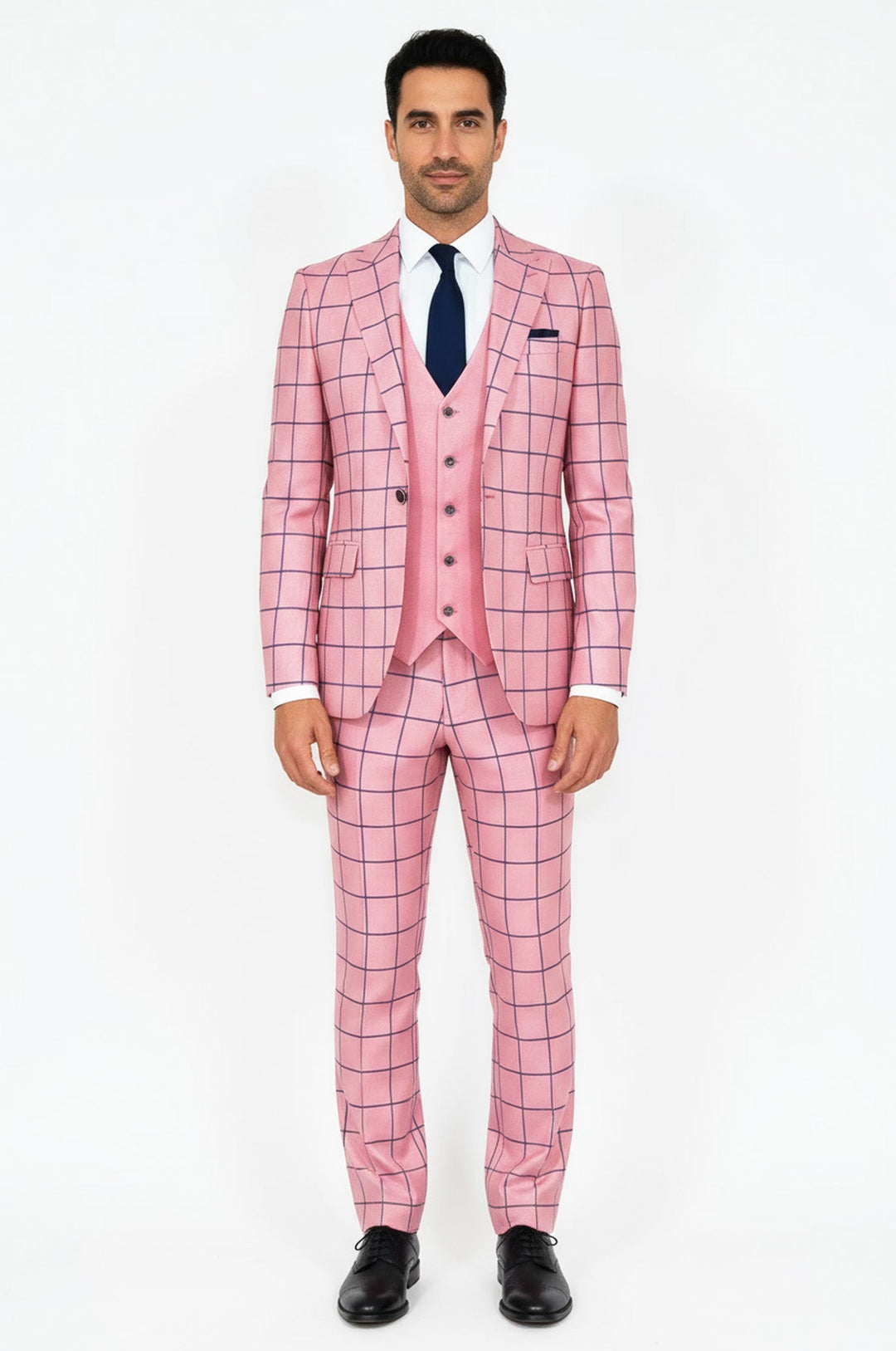WSS Slim Fit Patterned Pink Men Combination Suit  - Albany