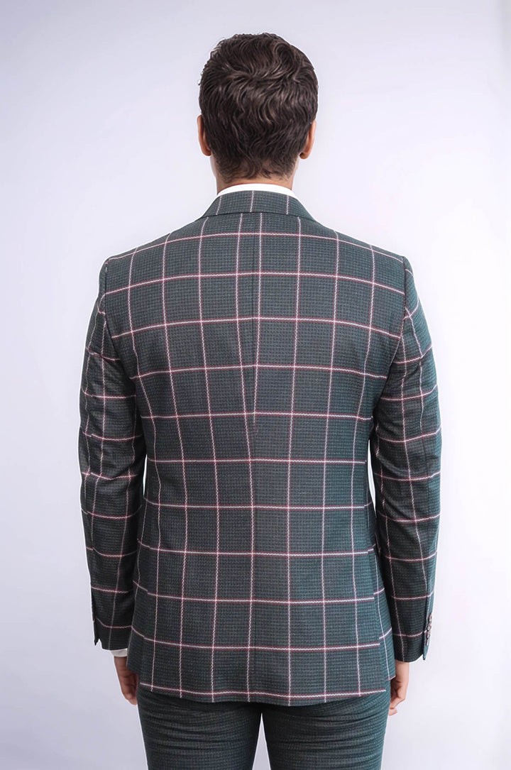 WSS Checked Patterned Slim Fit Black Men Suit  - Pokrovsk