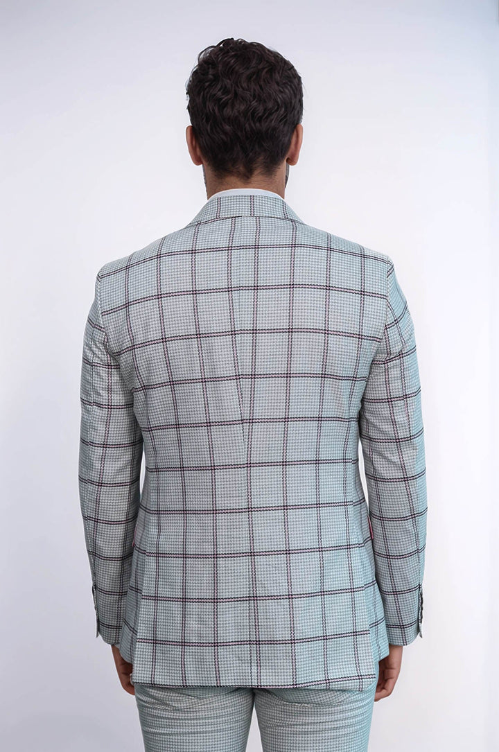 WSS Checked Patterned Vested Light Grey Men Suit  - Novovolynsk