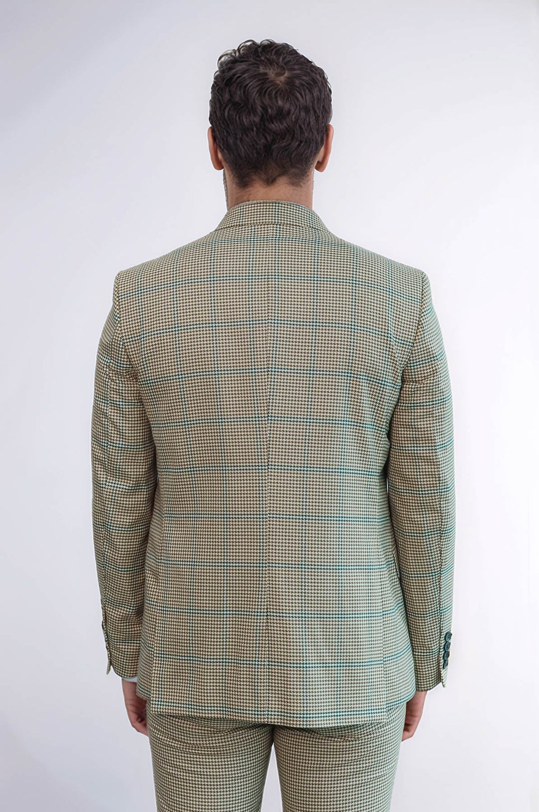 WSS Checked Patterned Slim Fit Beige Men Suit  - Argyroúpoli