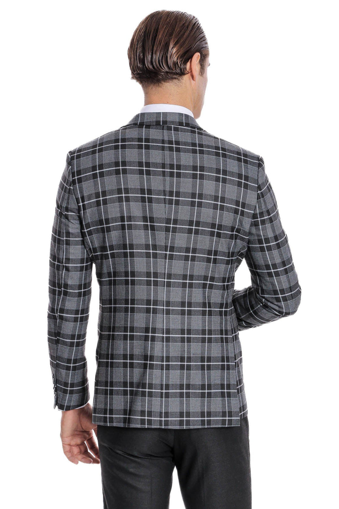 WSS Slim Fit Checked Black Men Suit  - Rancho Cucamonga