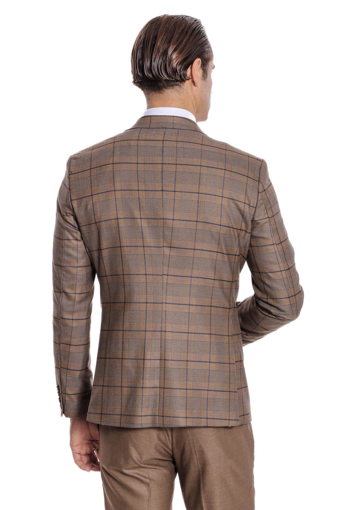 WSS Slim Fit Checked Brown Men Suit  - Oldenburg