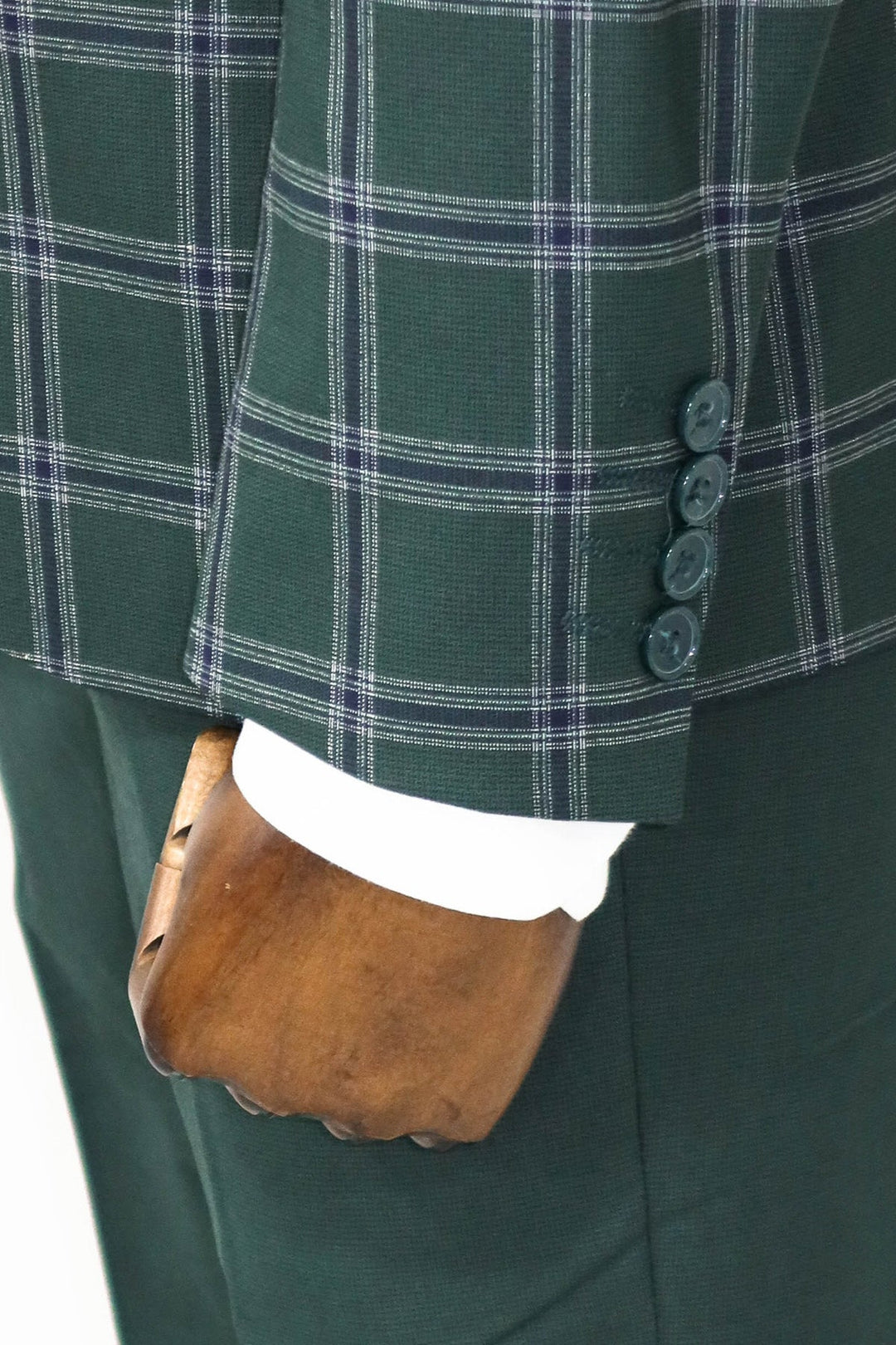 WSS Checked Patterned Slim Fit Green Men Suit and Shirt Combination  - Bloomington