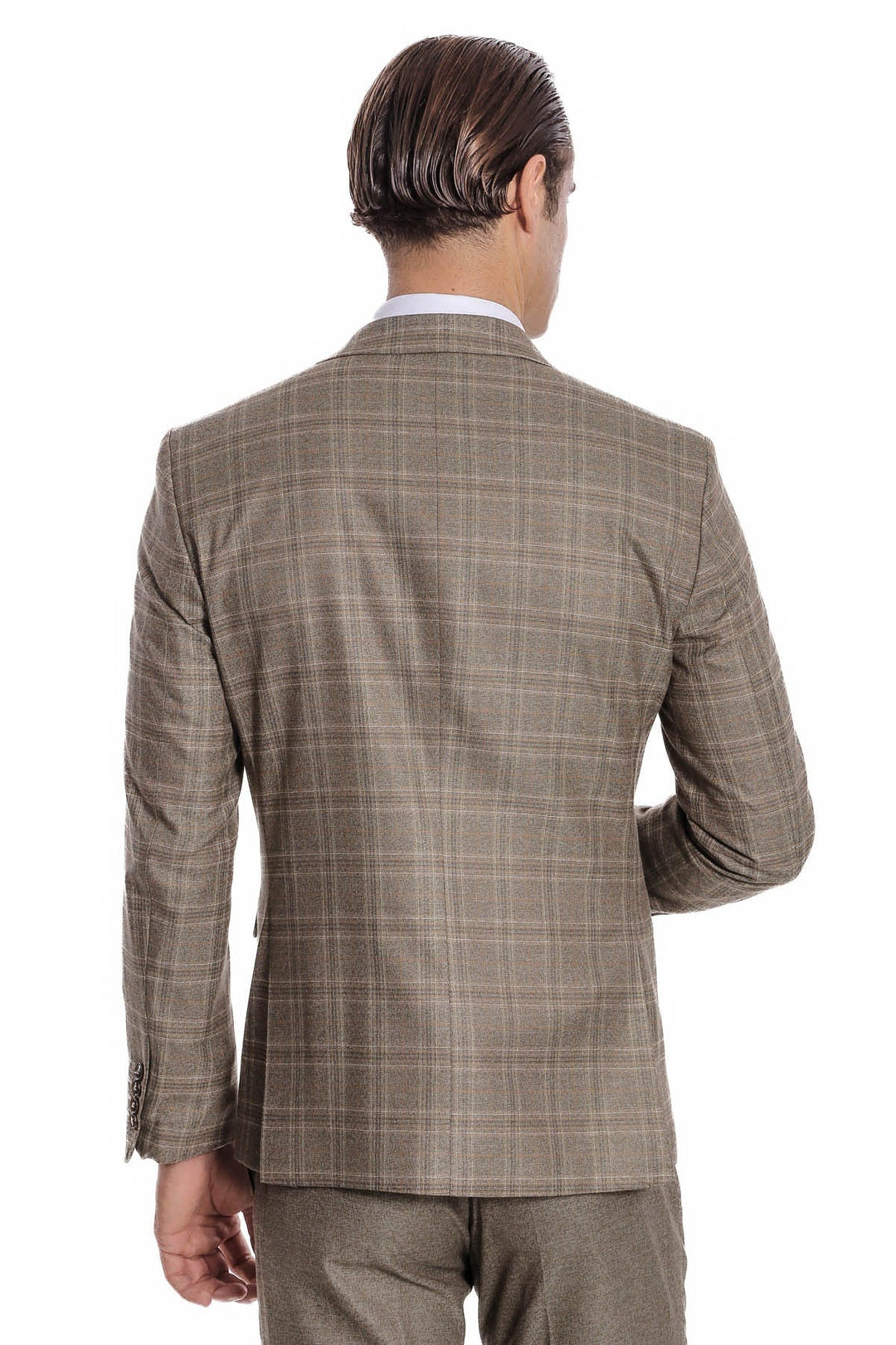 WSS Checked Slim Fit Brown Men Suit  - Rochester Hills