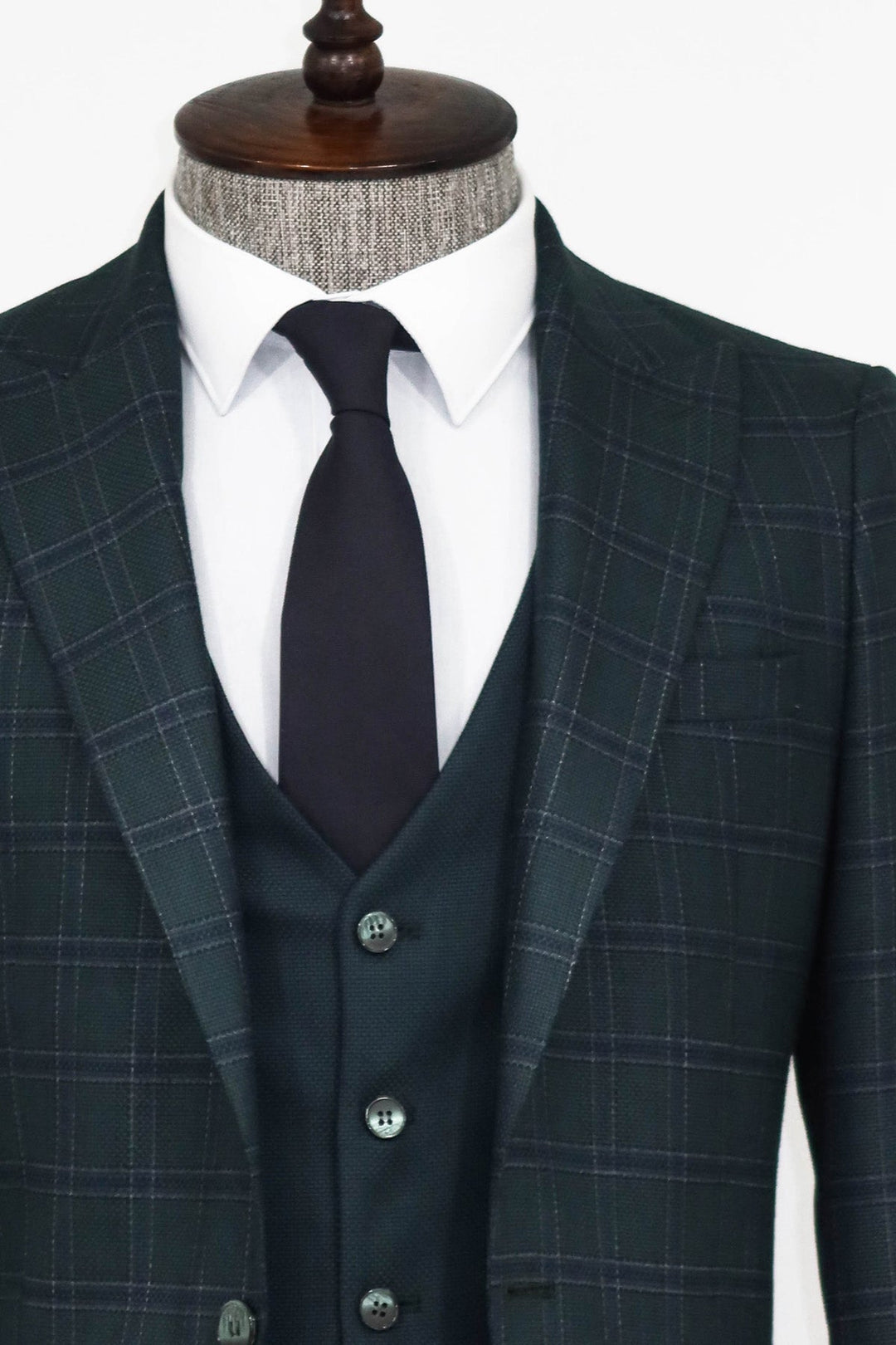 WSS Checked Slim Fit Green Men Suit and Shirt Combination  - La Crosse