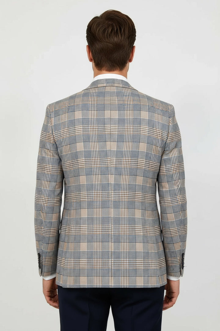 WSS Checked Slim Fit Brown Men Suit  - Maple Grove