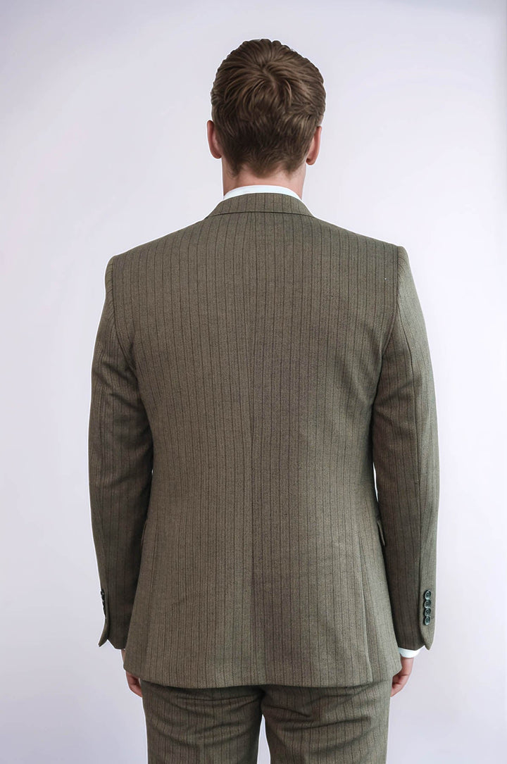 WSS Striped Slim Fit Brown Men Suit  - Cremona