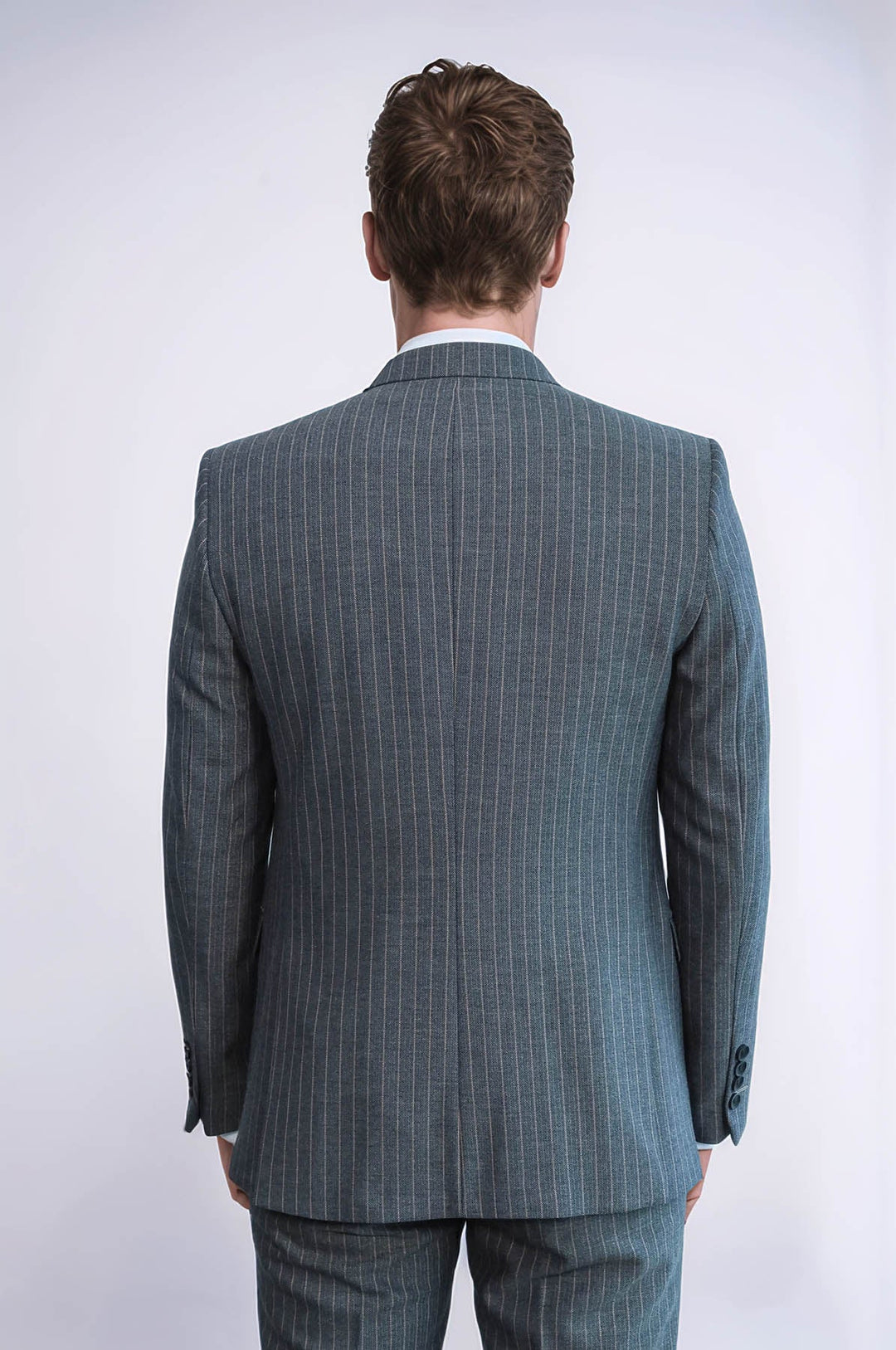 WSS Striped Slim Fit Antracite Men Suit  - Yevpatoriia