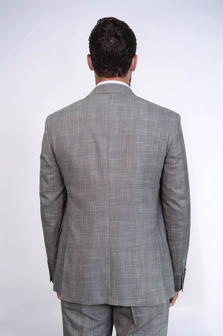 WSS Patterned Vested Slim-Fit Grey Men Suit  - Agrigento
