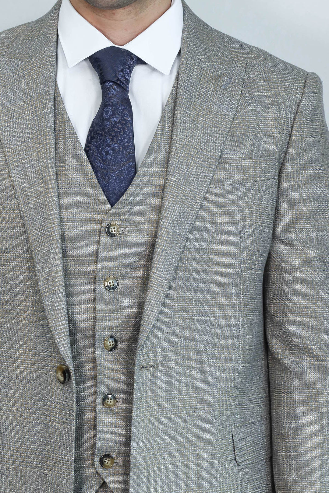 WSS Patterned Vested Slim-Fit Beige Men’s Suit  - Salihorsk