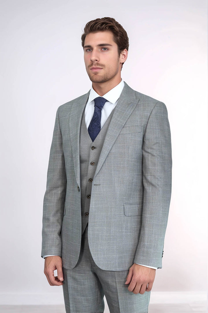 WSS Patterned Vested Slim-Fit Beige Men’s Suit  - Salihorsk