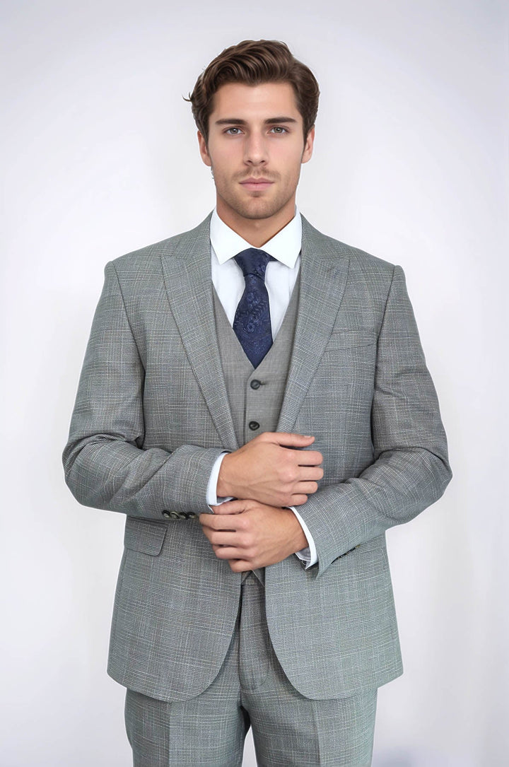 WSS Patterned Vested Slim-Fit Beige Men’s Suit  - Salihorsk
