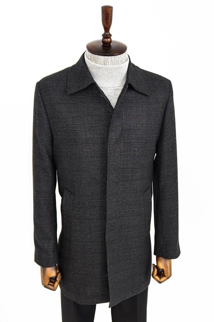 WSS Black Hidden Button Peak Lapel Coat  - North Bethesda
