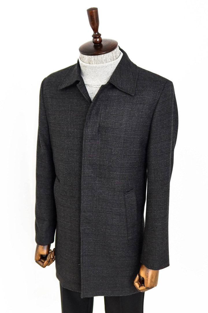 WSS Black Hidden Button Peak Lapel Coat  - North Bethesda