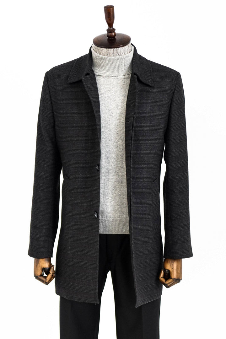 WSS Black Hidden Button Peak Lapel Coat  - North Bethesda