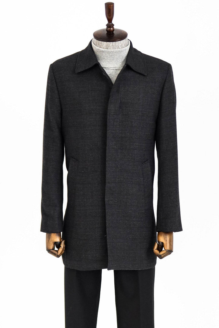 WSS Black Hidden Button Peak Lapel Coat  - North Bethesda