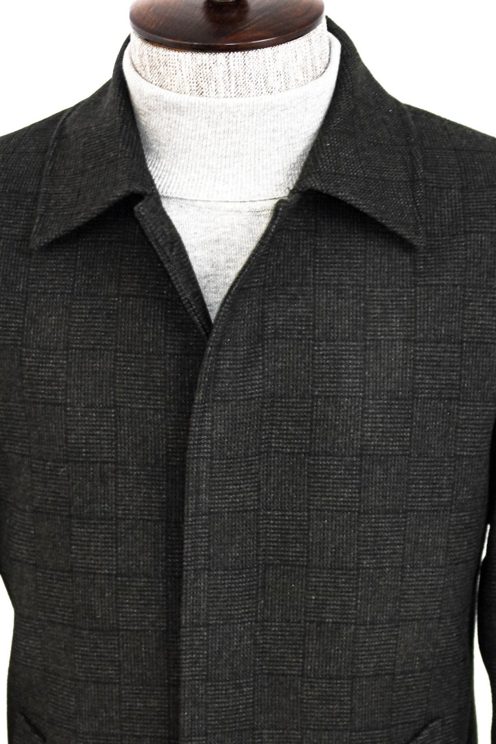 WSS Black Hidden Button Peak Lapel Coat  - Crewe
