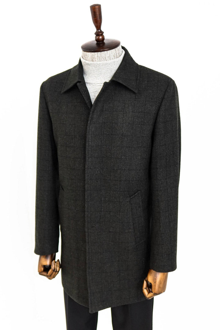 WSS Black Hidden Button Peak Lapel Coat  - Crewe