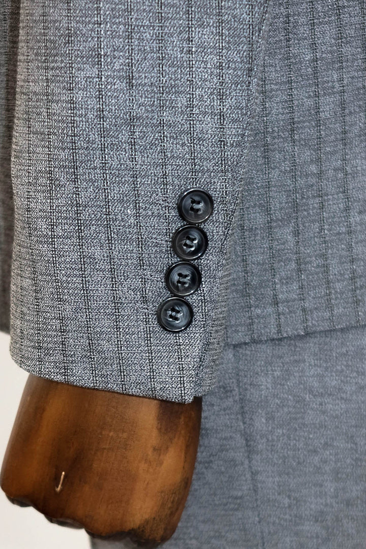 WSS Striped Vested Grey Men's Suit     - Singen