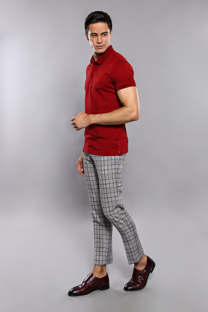 تي شيرت بولو للرجال من WSS Basic Claret Red - Singen
