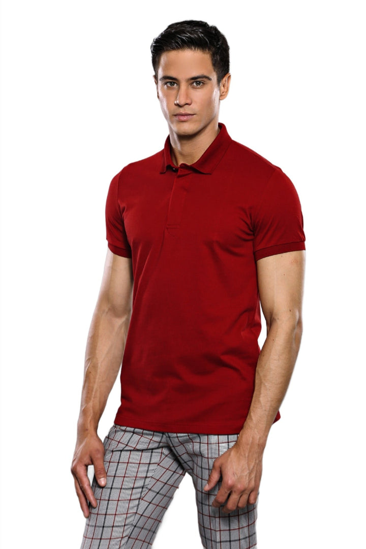 تي شيرت بولو للرجال من WSS Basic Claret Red - Singen