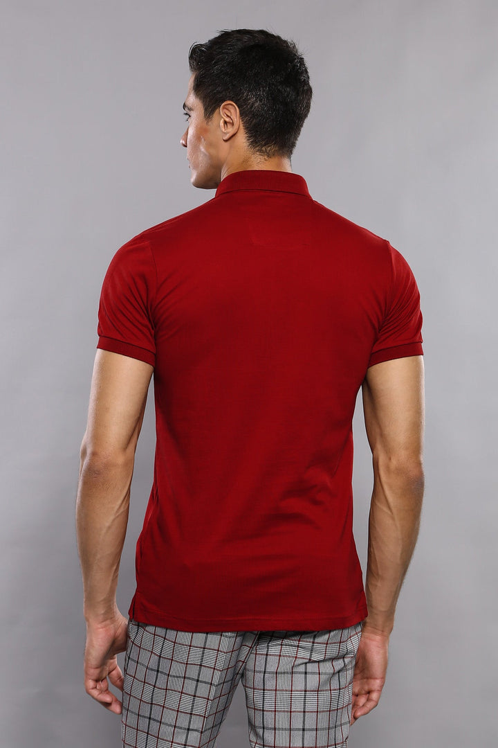 تي شيرت بولو للرجال من WSS Basic Claret Red - Singen