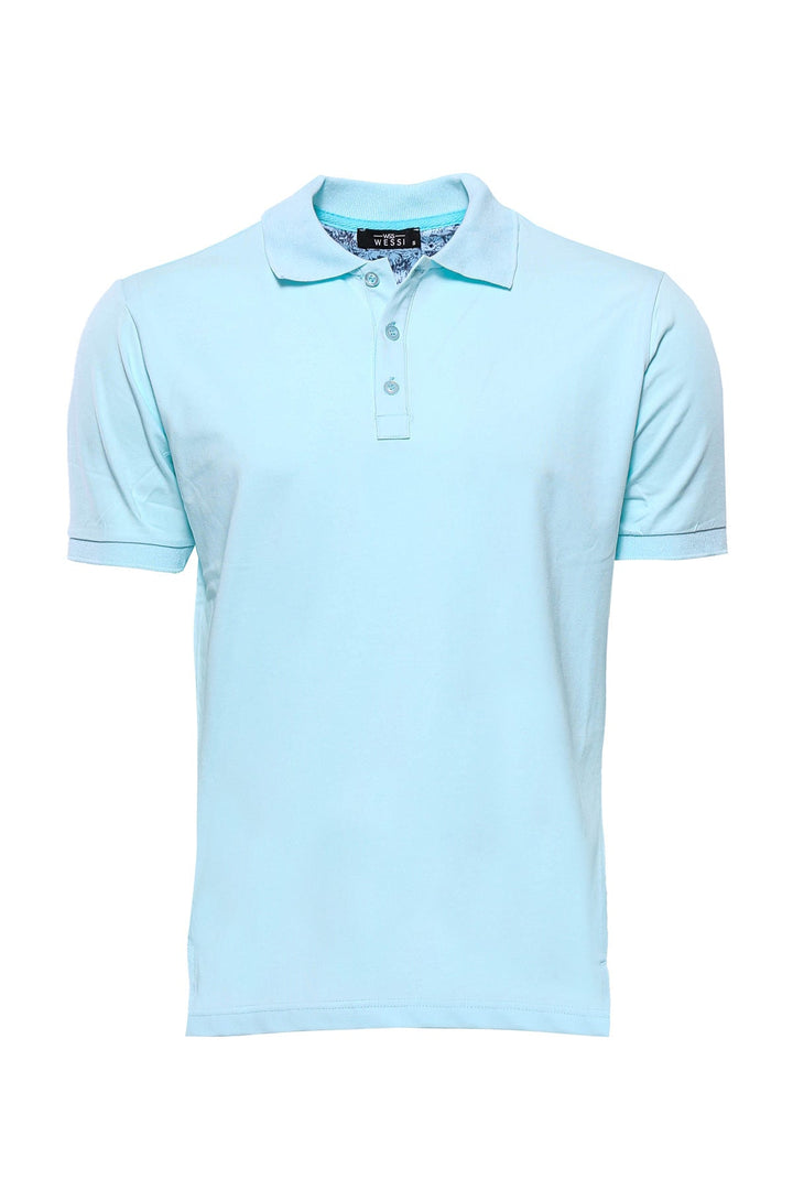 WSS Sky Blue Polo Collar T-shirt  - Singen
