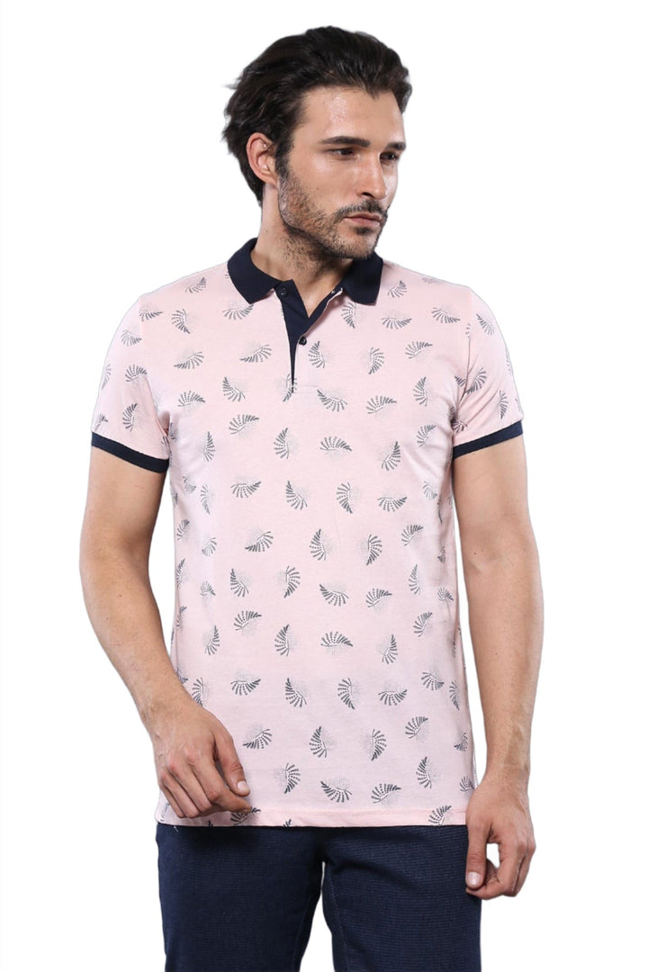 WSS Pink Printed Polo T-Shirt  - Singen