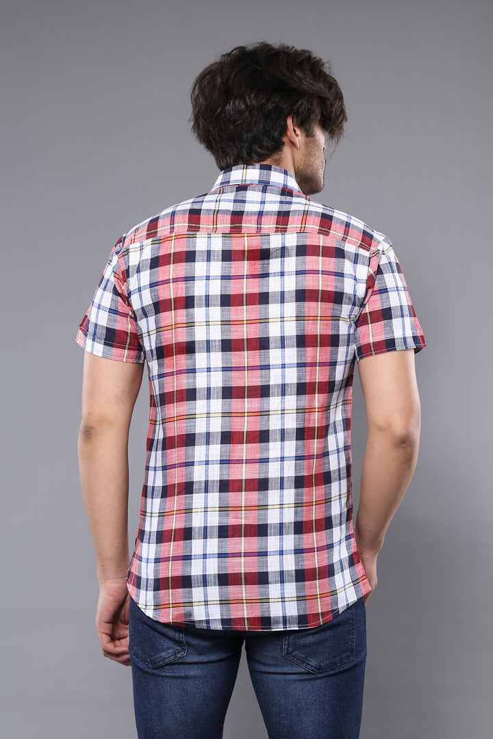 WSS Checked Patterned Short Sleeve Men Shirt  - Singen