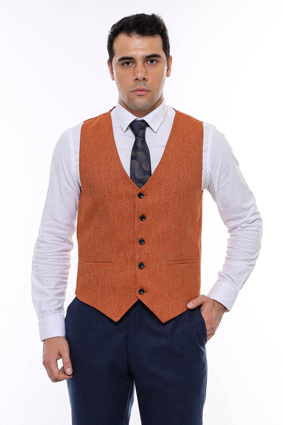 WSS Orange V Neck Men Vest  - Pátra