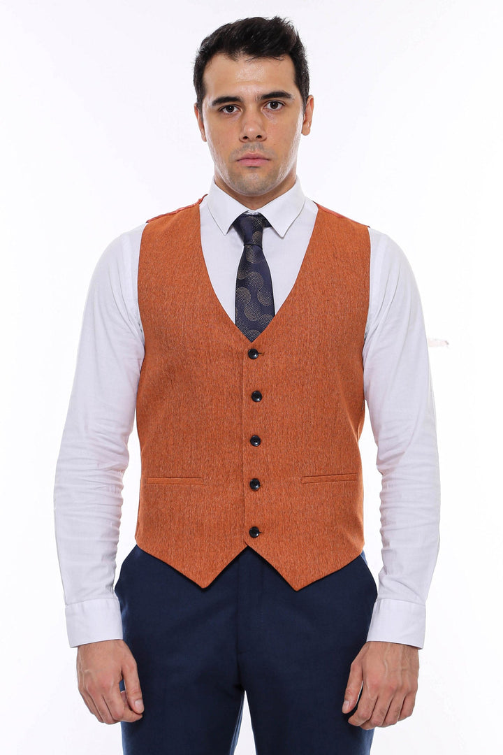 WSS Orange V Neck Men Vest  - Pátra