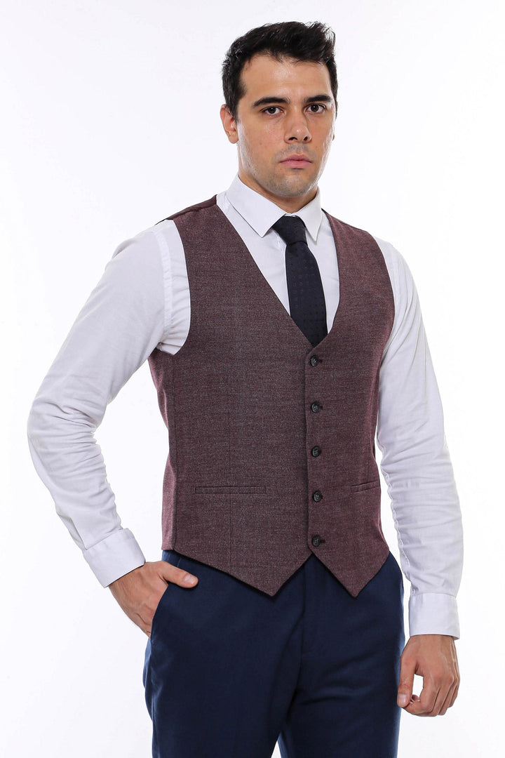 WSS Brown V Neck Men Vest  - Homestead